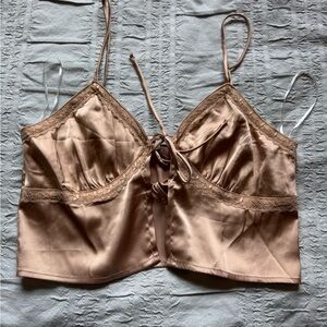 Love Tree Tan Satin Lace Bralette
